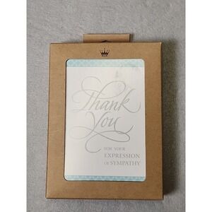 Blue Gray Thank You Expression Sympathy Blank Inside Hallmark Cards - Set of 24